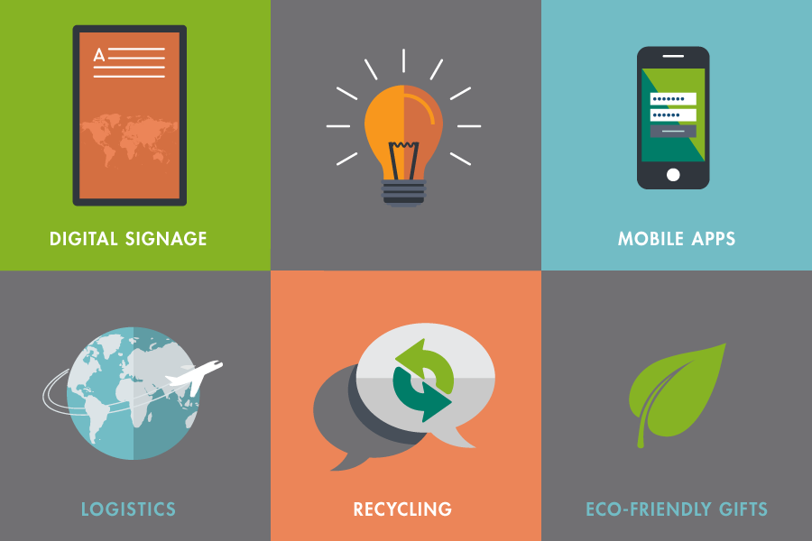 Illustration of eco-friendly event practices.