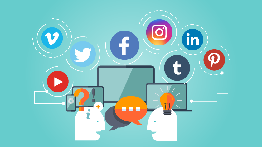 Abstract illustration of social media discussions.
